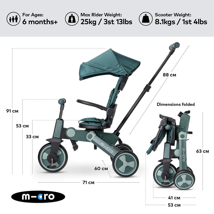 Micro Scooters Flexi Tricycle - Matcha-Trikes-Matcha- | Natural Baby Shower
