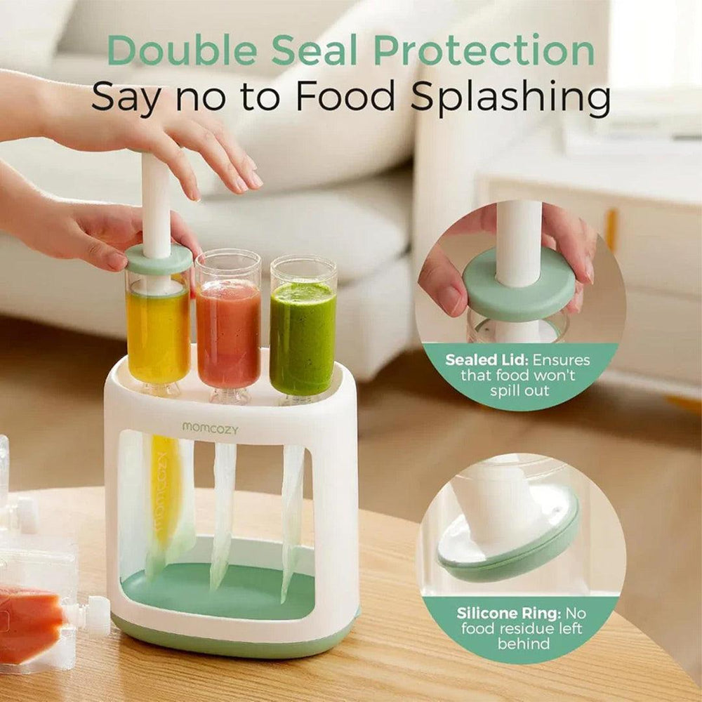 Momcozy Squeeze Station Baby Food Maker - White / Green-Food Processors-White / Green- | Natural Baby Shower