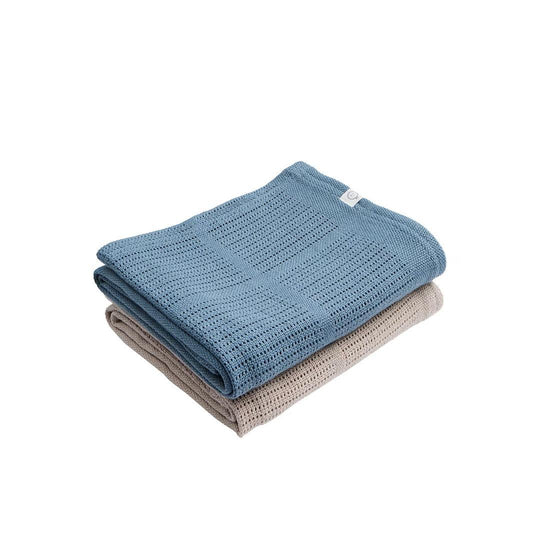 MORI 2pk Cellular Blanket - Blue-Blankets-Blue-One Size | Natural Baby Shower