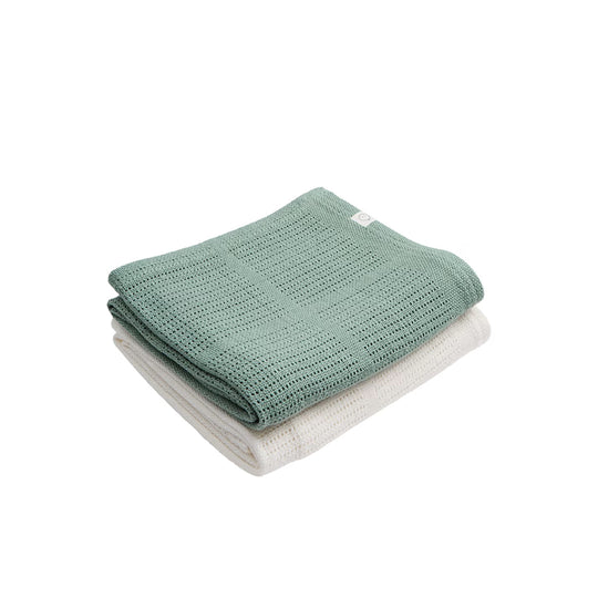 MORI 2pk Cellular Blanket - Green-Blankets-Green-One Size | Natural Baby Shower