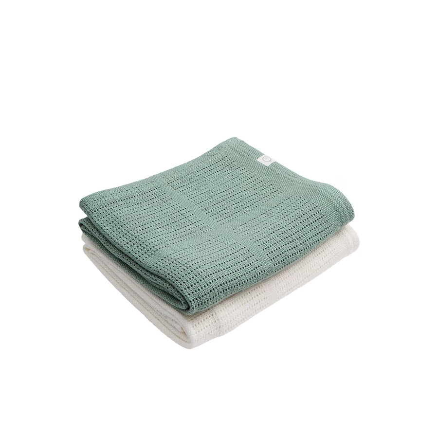 MORI 2pk Cellular Blanket - Green-Blankets-Green-One Size | Natural Baby Shower