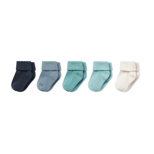 MORI 5pk Ribbed Socks - Blue-Socks-Blue-0-6m | Natural Baby Shower