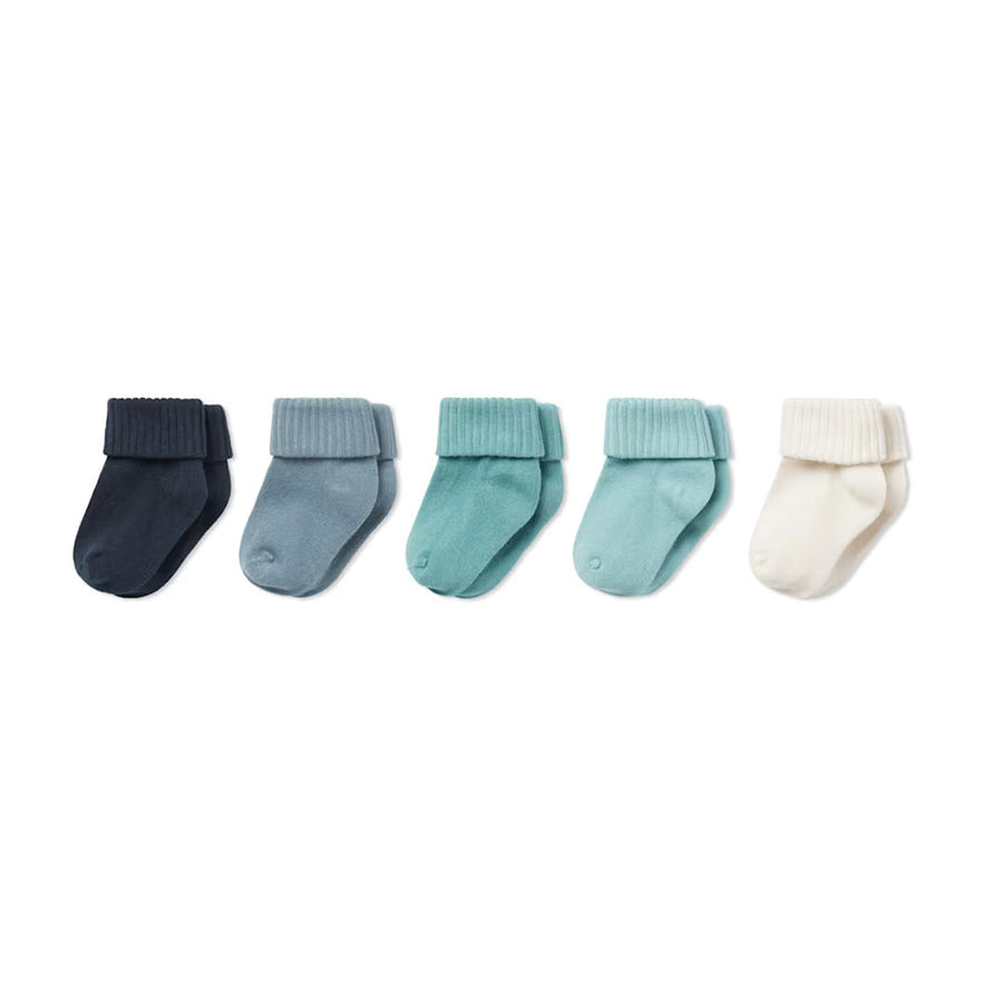 MORI 5pk Ribbed Socks - Blue-Socks-Blue-0-6m | Natural Baby Shower