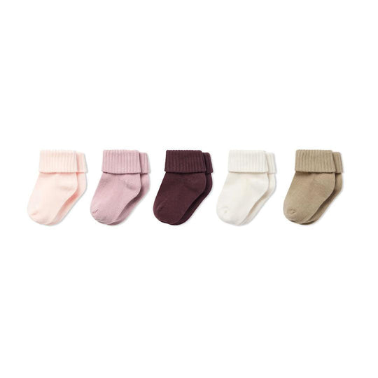 MORI 5pk Ribbed Socks - Pink-Socks-Pink-0-6m | Natural Baby Shower