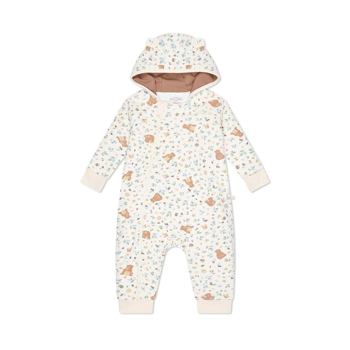 MORI Bear Print Pramsuit - Honey Bear Print-Snugglesuits- | Natural Baby Shower