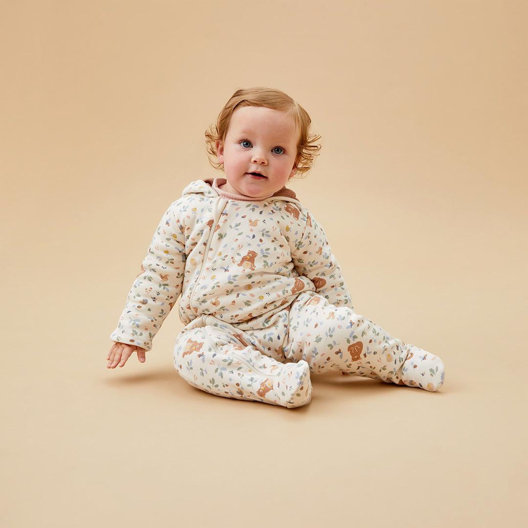 MORI Bear Print Pramsuit - Honey Bear Print-Snugglesuits- | Natural Baby Shower