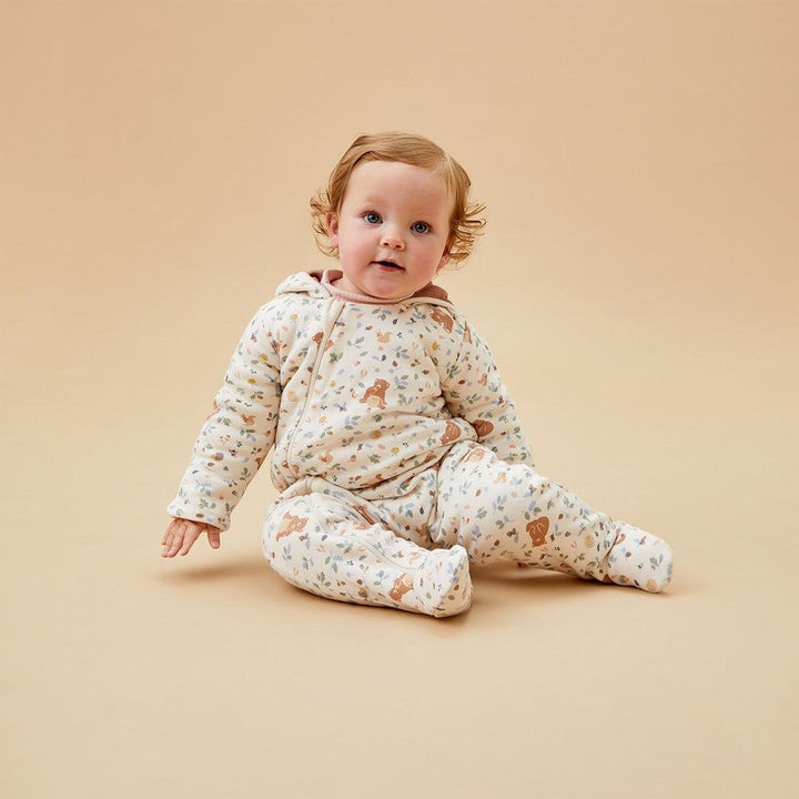 MORI Bear Print Pramsuit - Honey Bear Print-Snugglesuits- | Natural Baby Shower