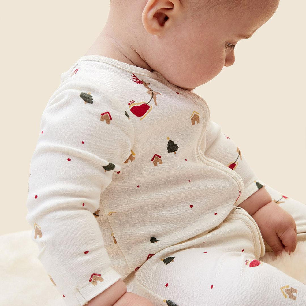 MORI Christmas Print Clever Zip Sleepsuit - Christmas Print-Sleepsuits-Christmas Print-0-3m | Natural Baby Shower