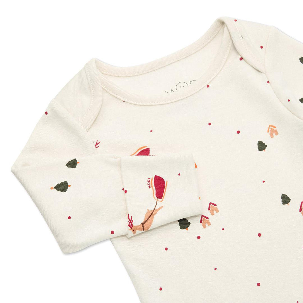 MORI Christmas Print Long Sleeve Bodysuit - Christmas Print-Bodysuits-Christmas Print-0-3m | Natural Baby Shower
