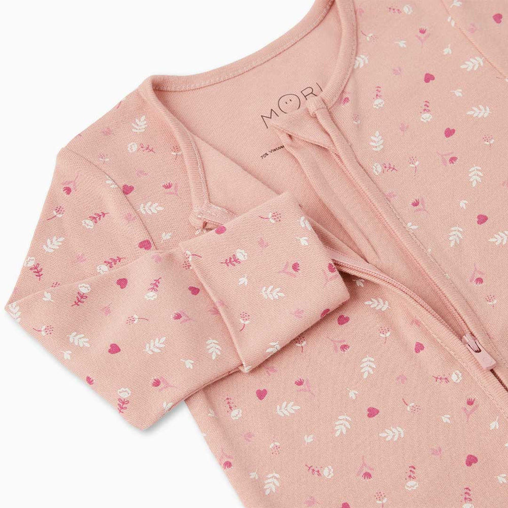 MORI Floral Clever Zip Sleepsuit - Floral-Sleepsuits-Floral-0-3m | Natural Baby Shower