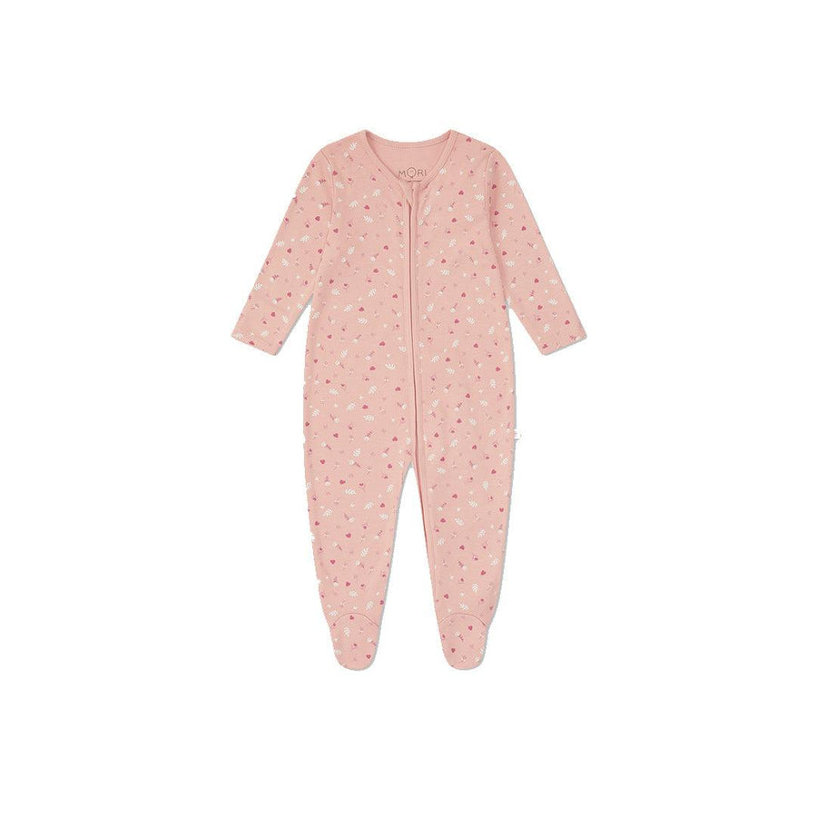 MORI Floral Clever Zip Sleepsuit - Floral-Sleepsuits-Floral-0-3m | Natural Baby Shower