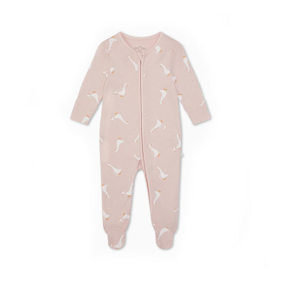 MORI Clever Zip Sleepsuit - Peach Duck-Sleepsuits-Peach Duck-Newborn | Natural Baby Shower
