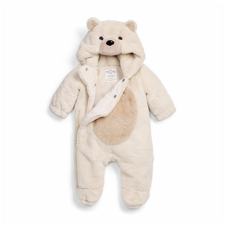 MORI Faux Fur Polar Bear Pramsuit - Ecru-Pramsuits-Ecru-0-3m | Natural Baby Shower