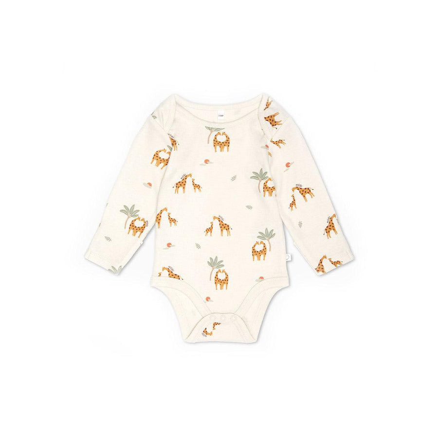 MORI Print Long Sleeve Bodysuit - Giraffe-Bodysuits-Giraffe-Newborn | Natural Baby Shower