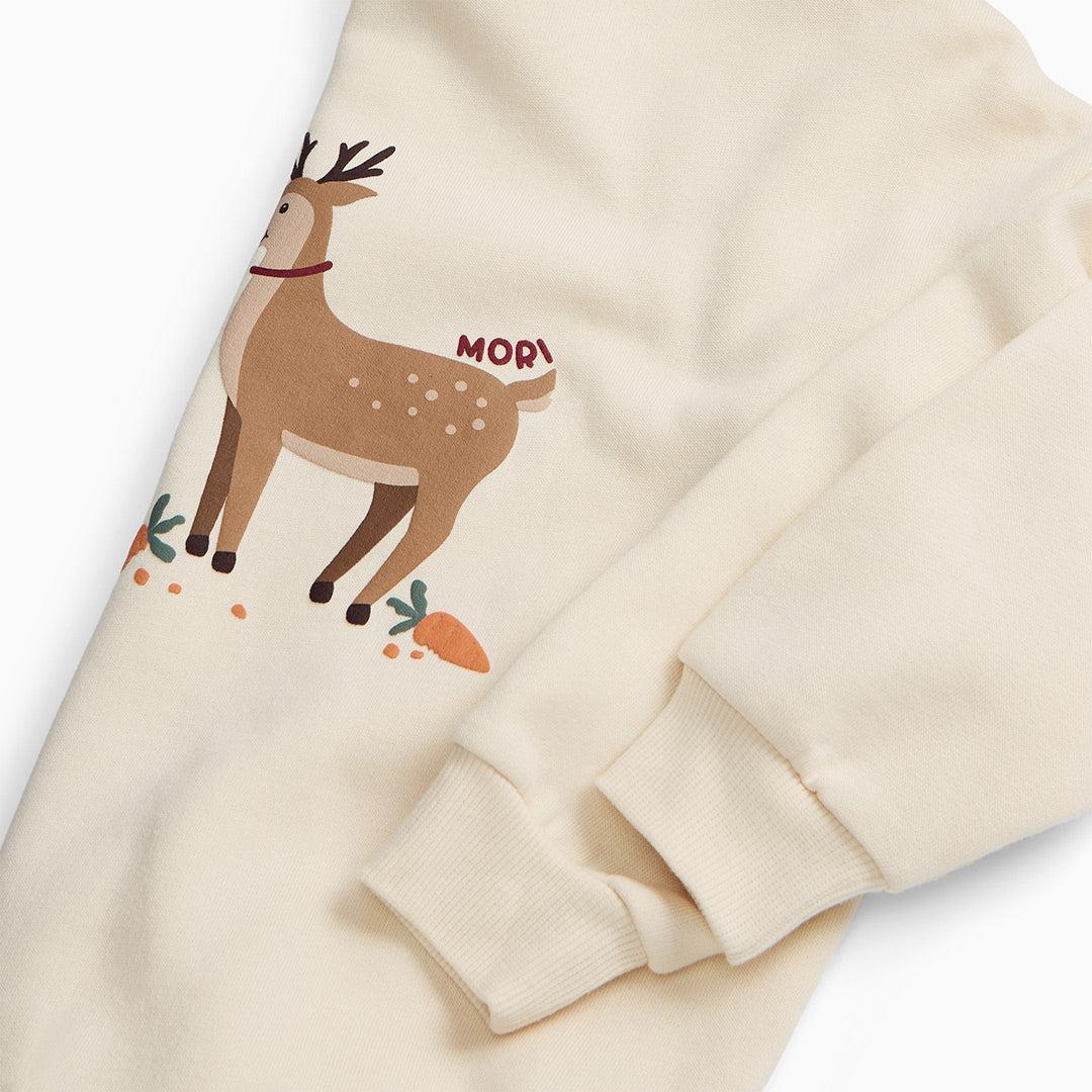 MORI Reindeer Sweatshirt - Reindeer & Cream-Jumpers + Sweatshirts-Reindeer & Cream-3-6m | Natural Baby Shower