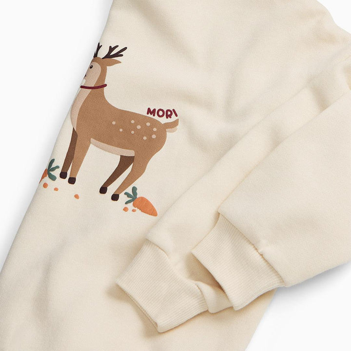 MORI Reindeer Sweatshirt - Reindeer & Cream-Jumpers + Sweatshirts-Reindeer & Cream-3-6m | Natural Baby Shower