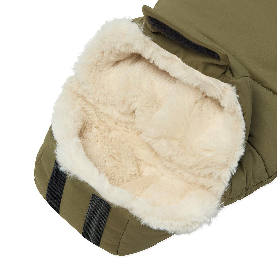 MORI Padded Pram Liner Faux Fur Footmuff Olive Pushchairs