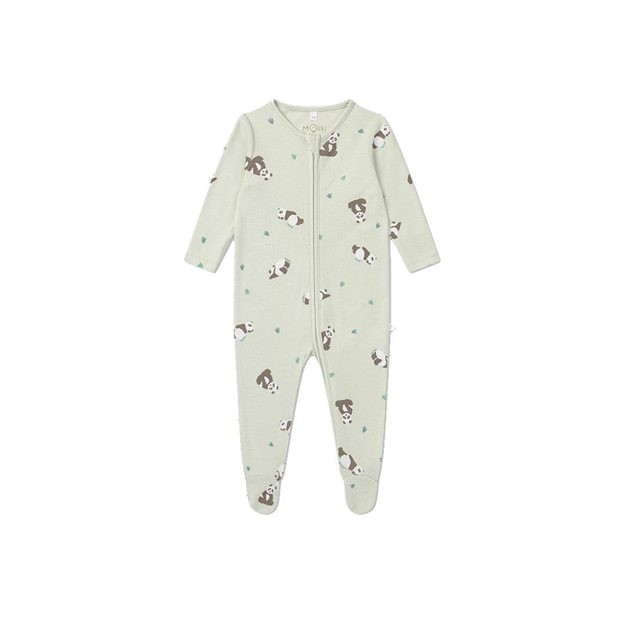 MORI Panda Print Clever Zip Sleepsuit - Panda-Sleepsuits-Panda-0-3m | Natural Baby Shower