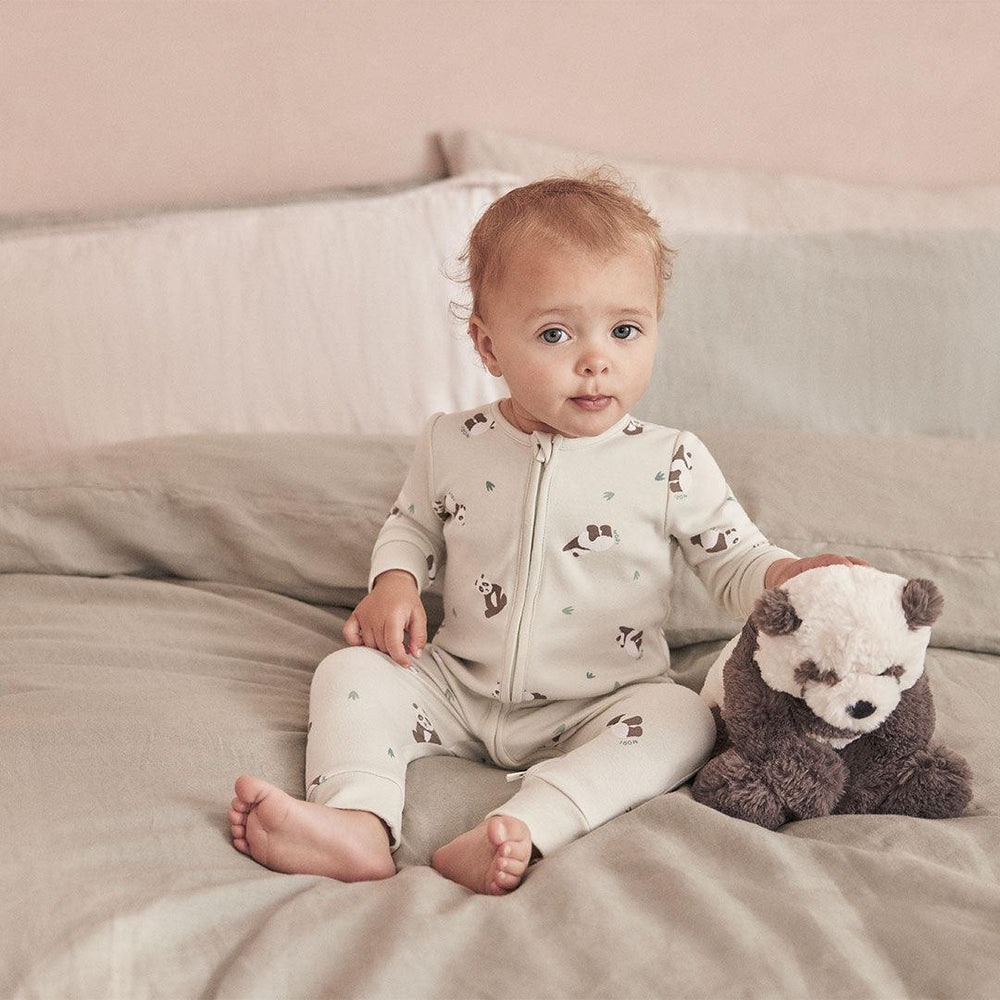 MORI Panda Print Clever Zip Sleepsuit - Panda-Sleepsuits-Panda-0-3m | Natural Baby Shower