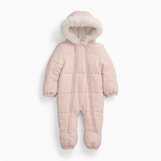 MORI Recycled Faux Fur Lined Embroidered Snowsuit - Pink-Snowsuits-Pink-0-3m | Natural Baby Shower