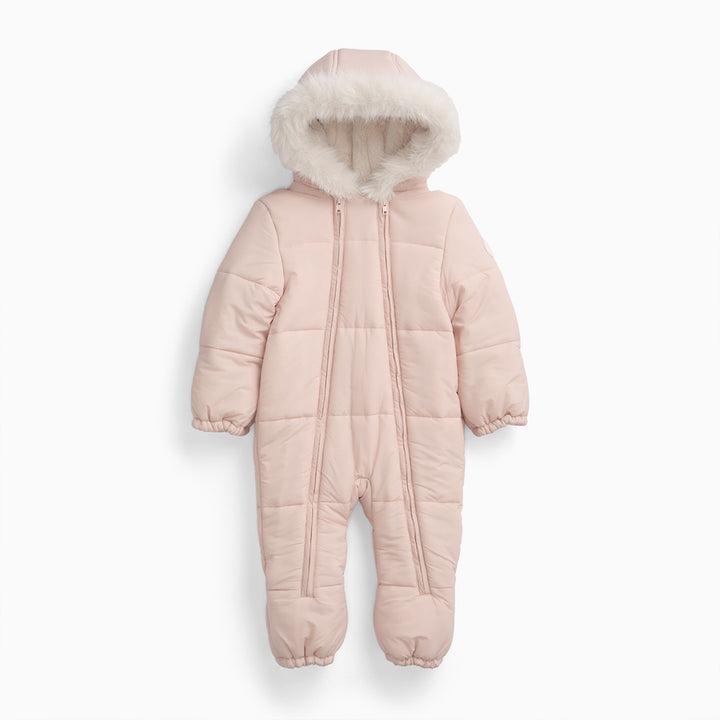 MORI Recycled Faux Fur Lined Embroidered Snowsuit - Pink-Snowsuits-Pink-0-3m | Natural Baby Shower
