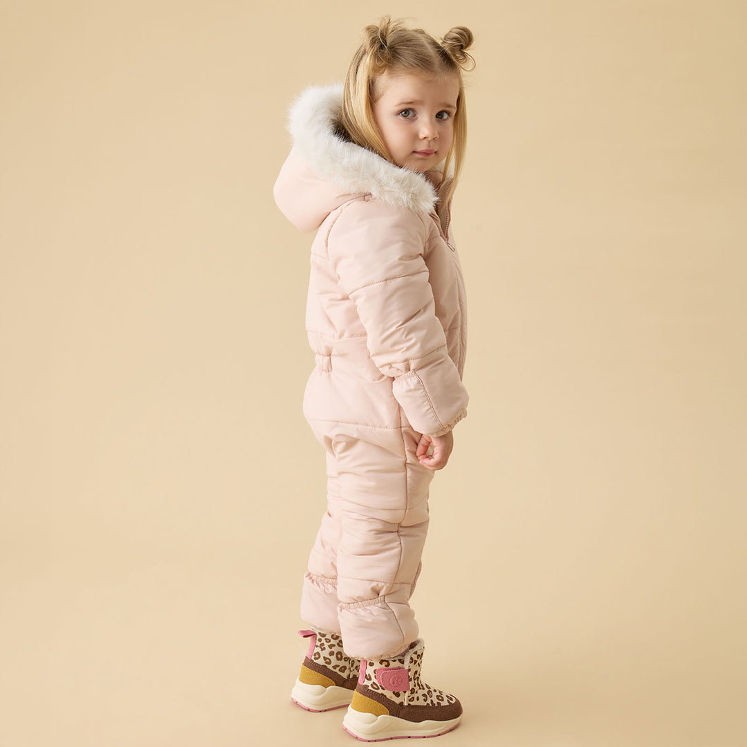MORI Recycled Faux Fur Lined Embroidered Snowsuit - Pink-Snowsuits-Pink-0-3m | Natural Baby Shower
