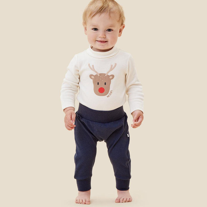 MORI Reindeer Jogger - Reindeer + Navy-Trousers-Reindeer + Navy-0-3m | Natural Baby Shower