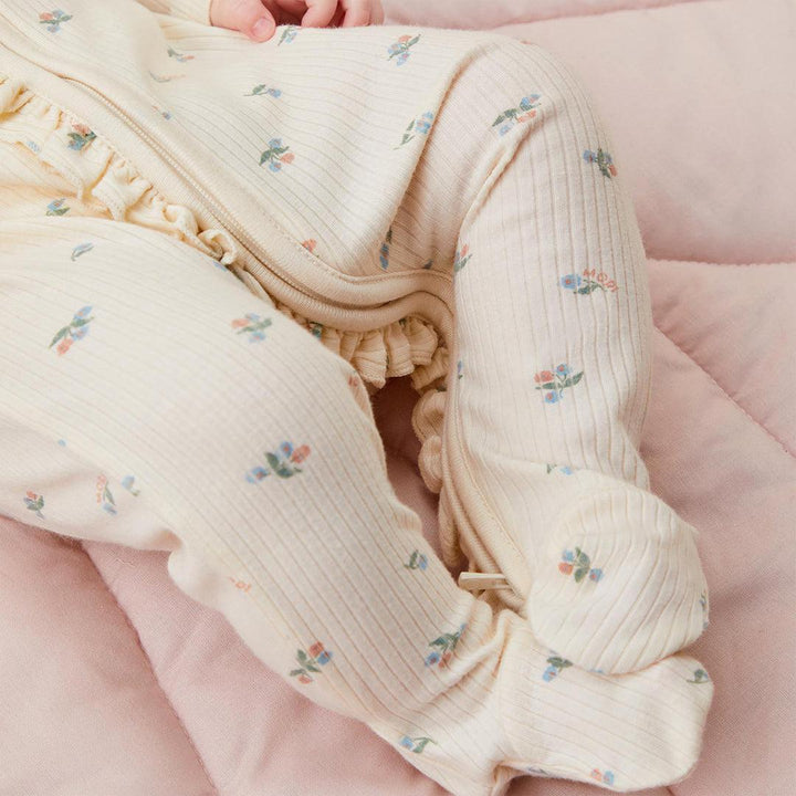 MORI Ribbed Floral Print Two Way Zip-Up Sleepsuit - Floral Print-Sleepsuits- | Natural Baby Shower