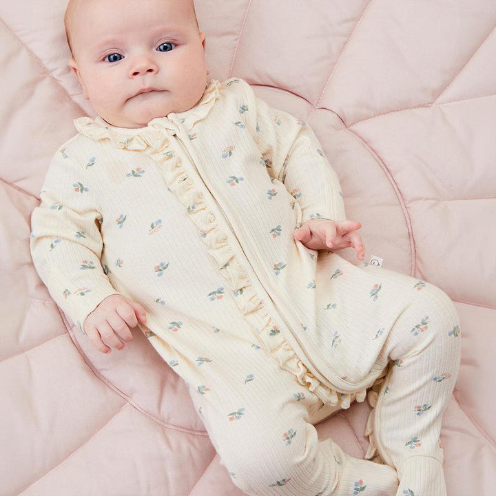 MORI Ribbed Floral Print Two Way Zip-Up Sleepsuit - Floral Print-Sleepsuits- | Natural Baby Shower