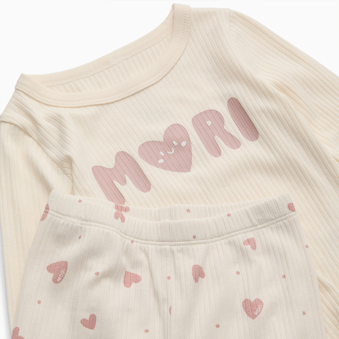 MORI Ribbed Pyjamas - Hearts-Pyjamas-Hearts-12-18m | Natural Baby Shower