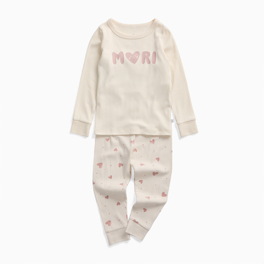 MORI Ribbed Pyjamas - Hearts-Pyjamas-Hearts-12-18m | Natural Baby Shower