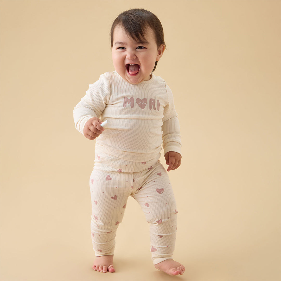 MORI Ribbed Pyjamas - Hearts-Pyjamas-Hearts-12-18m | Natural Baby Shower