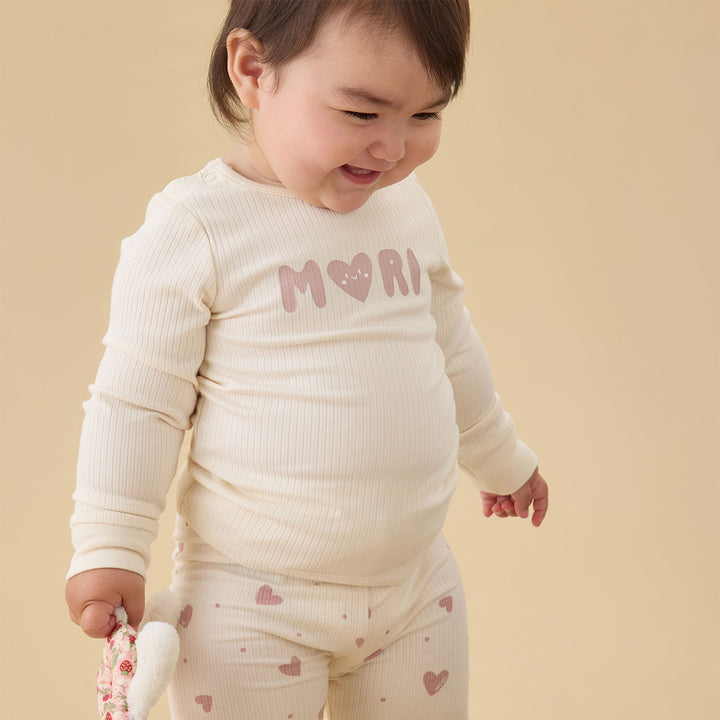 MORI Ribbed Pyjamas - Hearts-Pyjamas-Hearts-12-18m | Natural Baby Shower