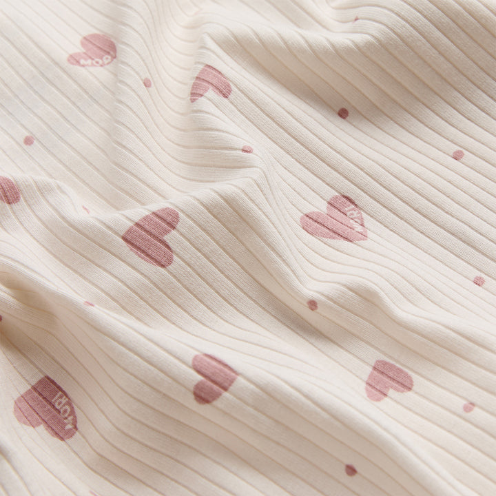 MORI Ribbed Two Way Zip-Up Sleepsuit - Hearts-Sleepsuits-Hearts-0-3m | Natural Baby Shower