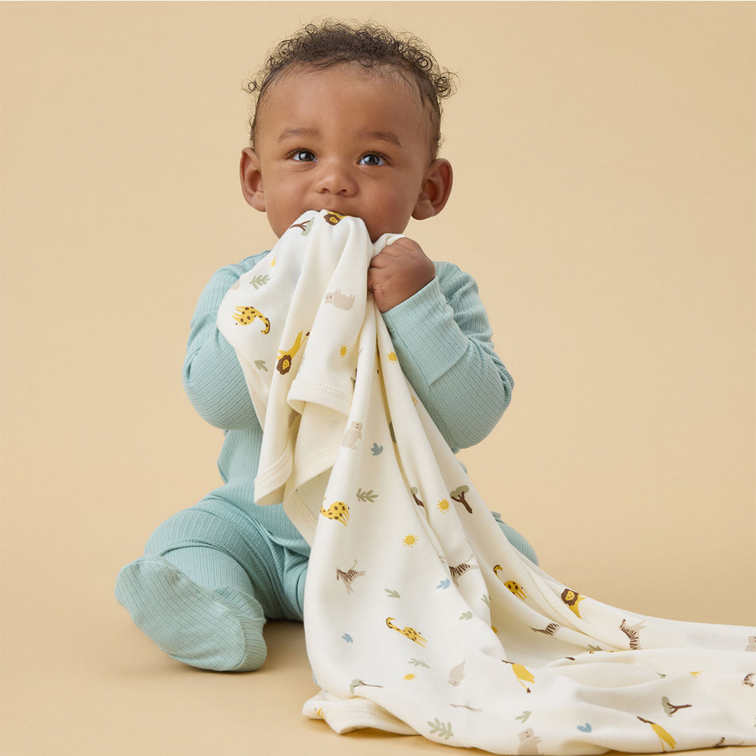 MORI Safari Bamboo Blanket - White-Blankets- | Natural Baby Shower