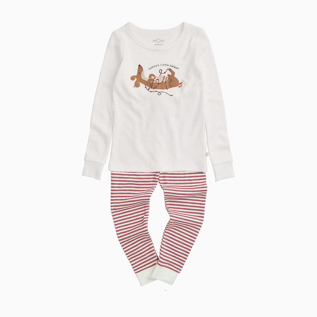 MORI Santa's Little Helper Pyjamas - White & Red-Pyjamas-White & Red-6-9m | Natural Baby Shower
