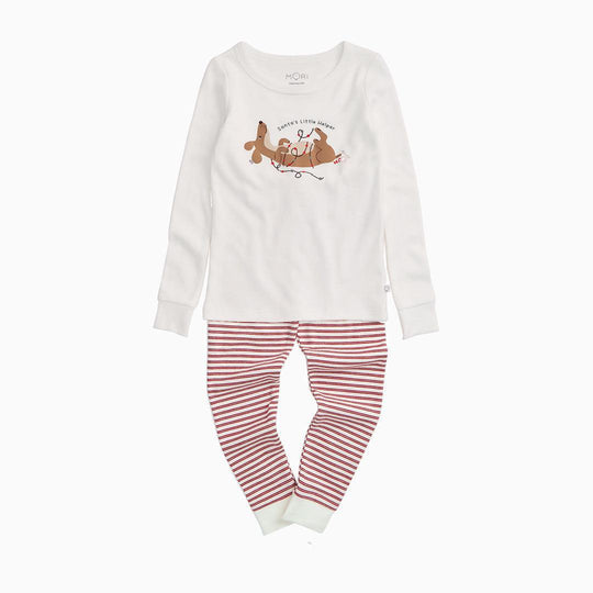 MORI Santa's Little Helper Pyjamas - White & Red-Pyjamas-White & Red-6-9m | Natural Baby Shower