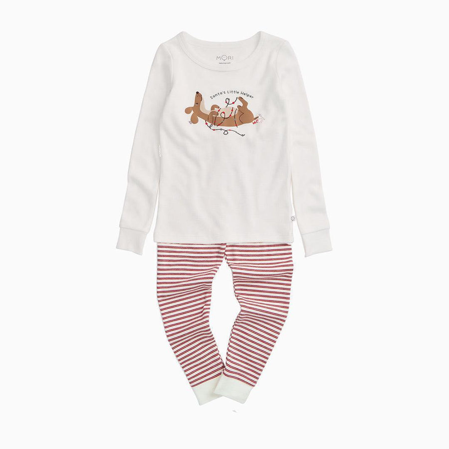 MORI Santa's Little Helper Pyjamas - White & Red-Pyjamas-White & Red-6-9m | Natural Baby Shower