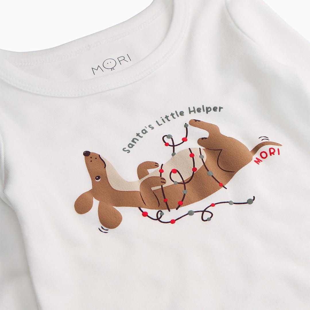 MORI Santa's Little Helper Pyjamas - White & Red-Pyjamas-White & Red-6-9m | Natural Baby Shower