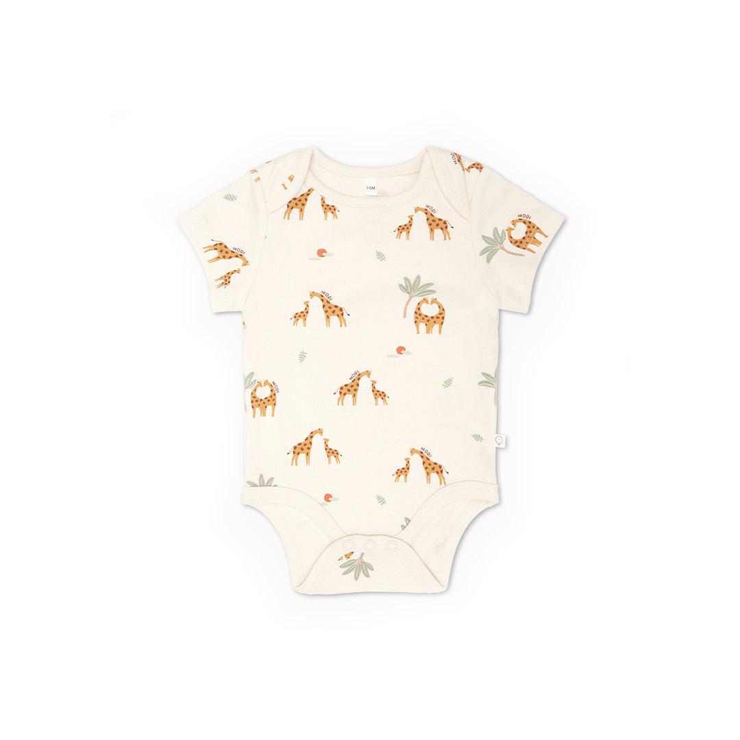 MORI Print Short Sleeve Bodysuit - Giraffe-Bodysuits-Giraffe-Newborn | Natural Baby Shower