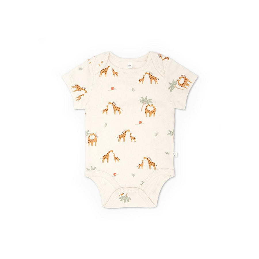 MORI Print Short Sleeve Bodysuit - Giraffe-Bodysuits-Giraffe-Newborn | Natural Baby Shower