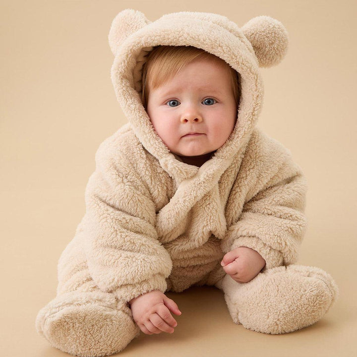 MORI Soft Borg Pramsuit - Taupe-Pramsuits-Taupe-0-3m | Natural Baby Shower