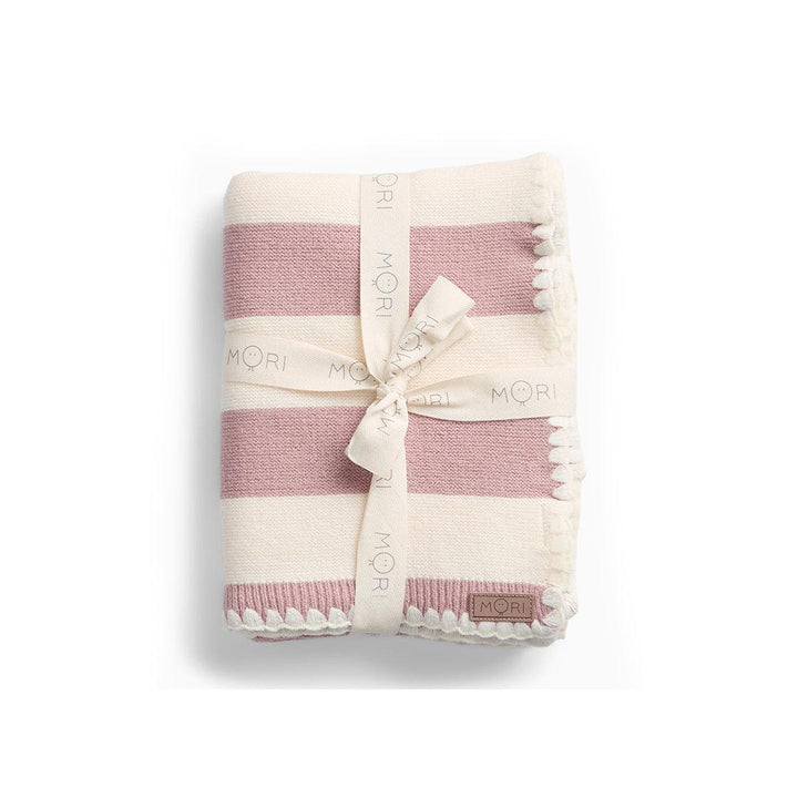 MORI Knitted Striped Blanket - Pink-Blankets- | Natural Baby Shower