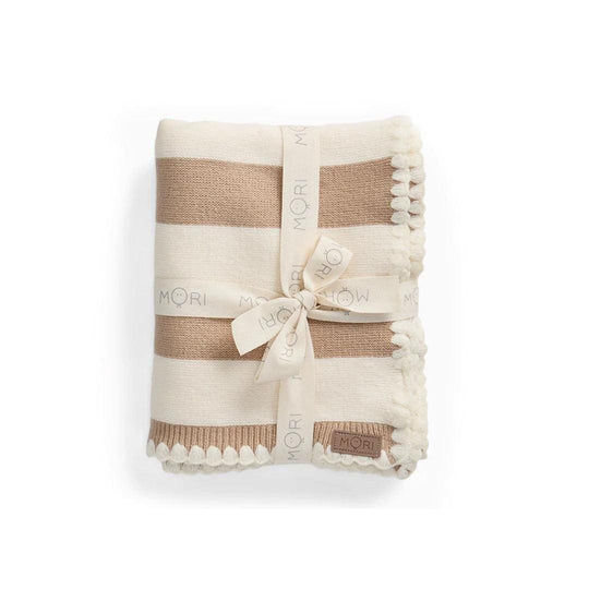 MORI Knitted Striped Blanket - Taupe-Blankets- | Natural Baby Shower