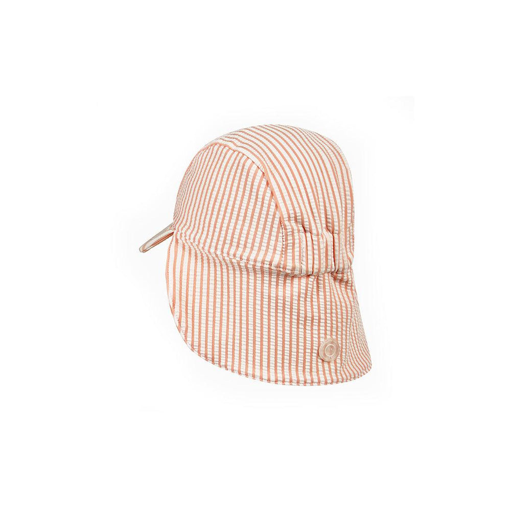 MORI Seersucker Sunsafe Swim Hat - Peach Stripe-Hats-Peach Stripe-0-3m | Natural Baby Shower