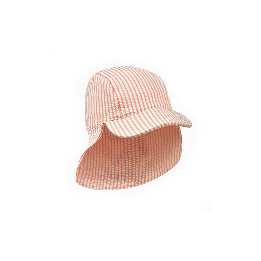 MORI Seersucker Sunsafe Swim Hat - Peach Stripe-Hats-Peach Stripe-0-3m | Natural Baby Shower