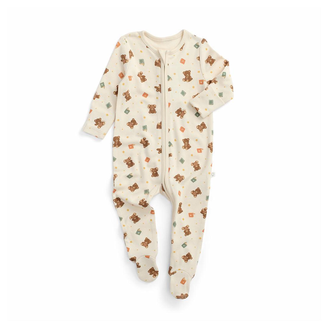 MORI Teddy Bear Two Way Zip-Up Sleepsuit - Teddy Bear Print-Sleepsuits-Teddy Bear Print-0-3m | Natural Baby Shower