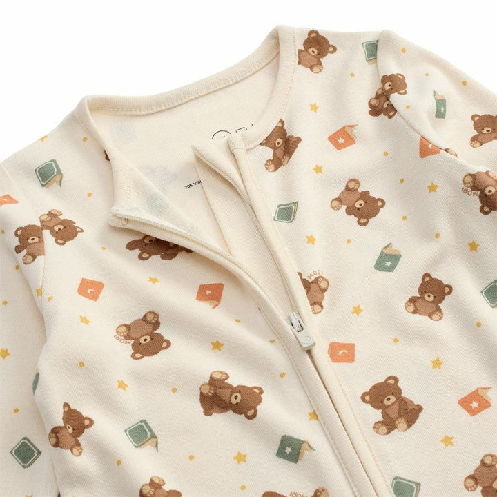 MORI Teddy Bear Two Way Zip-Up Sleepsuit - Teddy Bear Print-Sleepsuits-Teddy Bear Print-0-3m | Natural Baby Shower