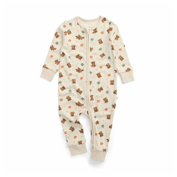 MORI Teddy Bear Two Way Zip-Up Sleepsuit - Teddy Bear Print-Sleepsuits-Teddy Bear Print-0-3m | Natural Baby Shower