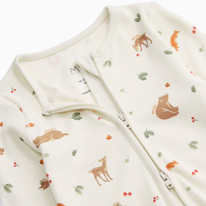 MORI Two Way Zip-Up Sleepsuit - Woodland-Sleepsuits-Woodland-0-3m | Natural Baby Shower